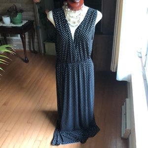 Polka Dot Maxi Dress Black & White 1X NWOT!